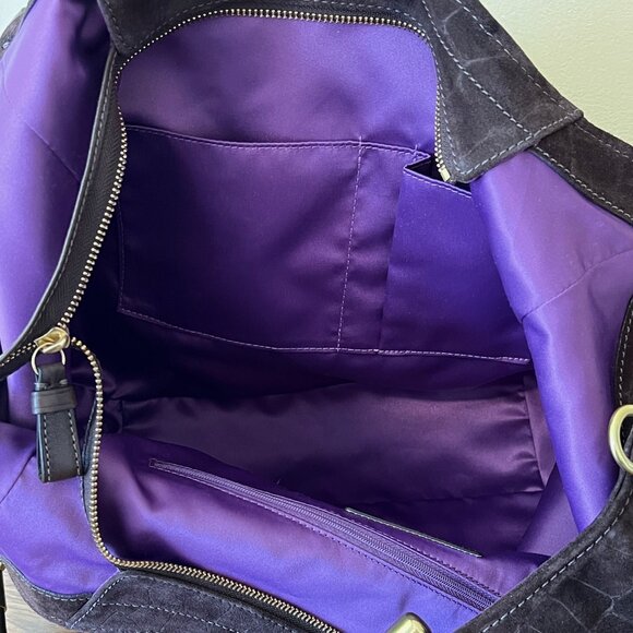 Coach Madison Embossed Suede Leather Shoulder Bag/Hobo Brown 15920 MSB EUC purse - Picture 13 of 13